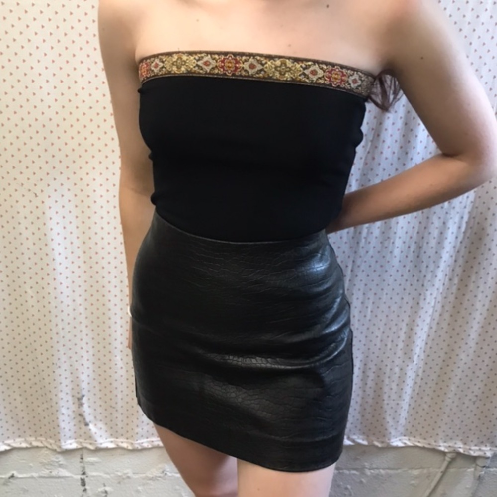 faux leather snakeskin mini skirt